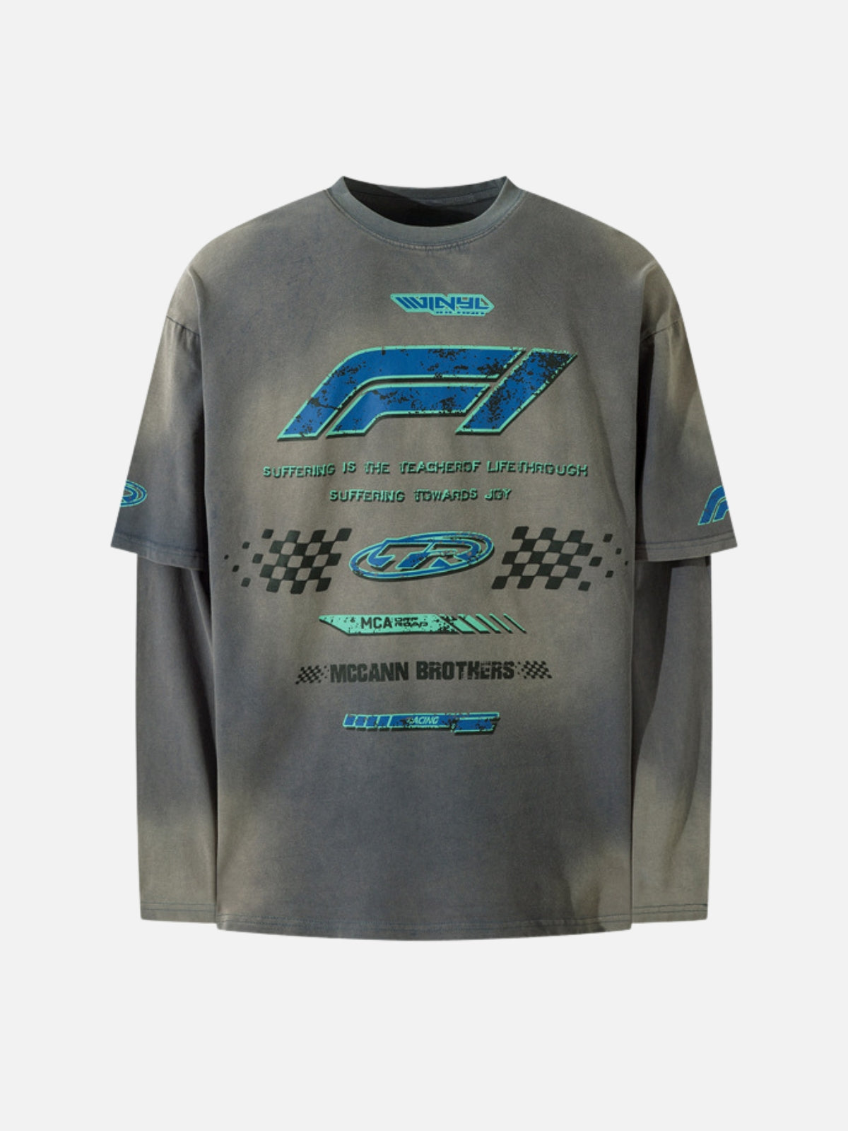 macchat マチャット　print long T shirt グレー macchat マチャット print long T shirt グレー macchat マ