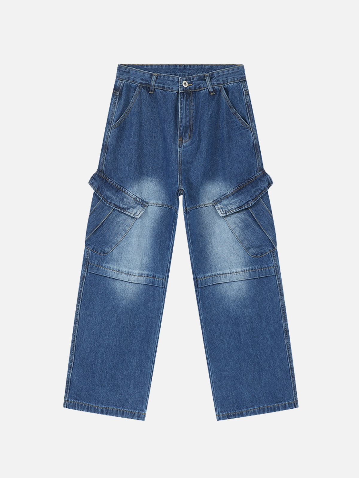 POCKETLESS - Baggy Cargo Jeans Dark Blue | TEENWEAR.EU