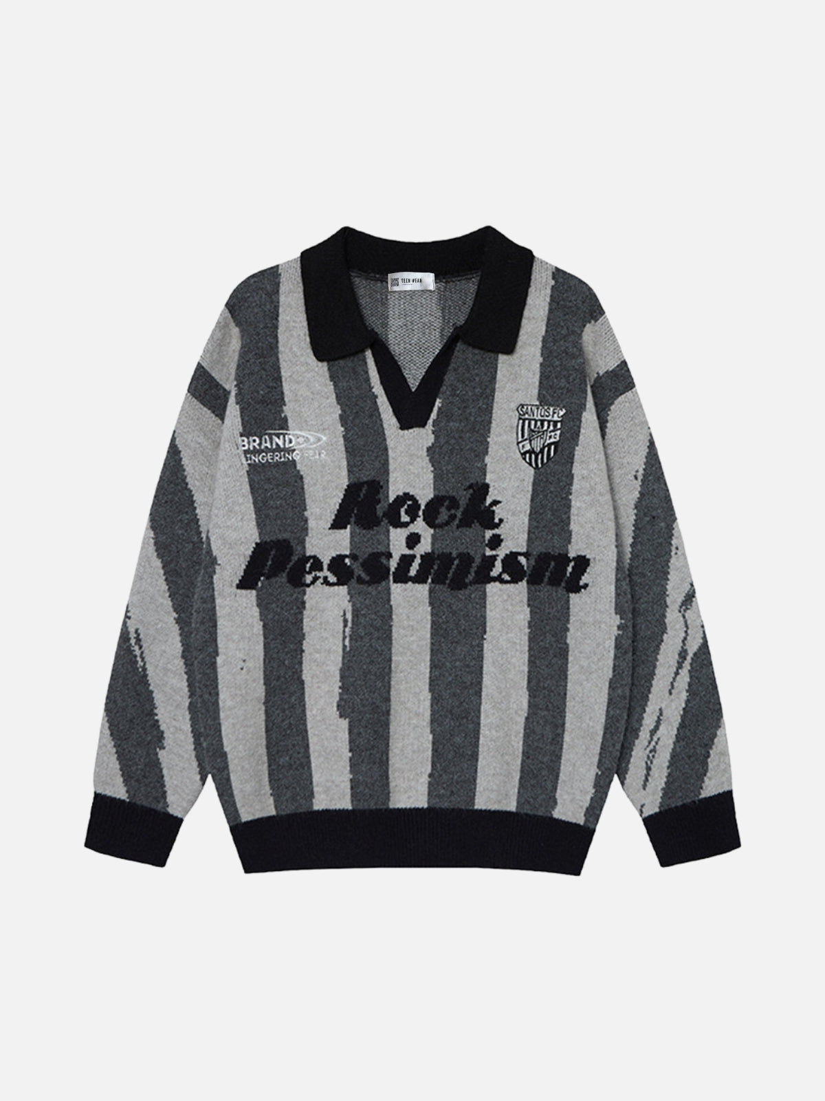 PESSIMISM – Oversized Graphic Polo Sweater