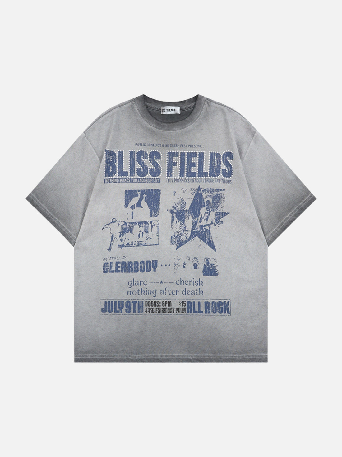 BLISSY - Oversized Graphic T-Shirt Grey | Teenwear.eu