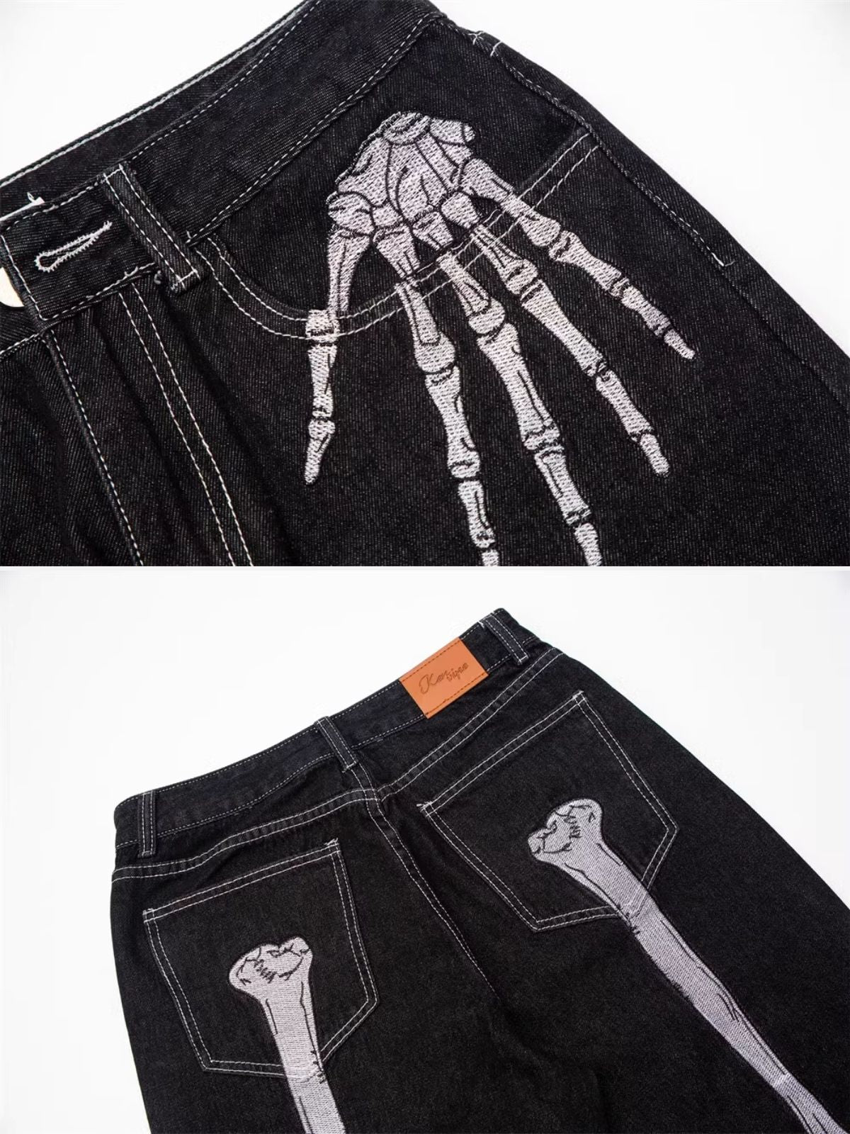 SKELE HAND - Baggy Embroidered Jeans | TEENWEAR.EU