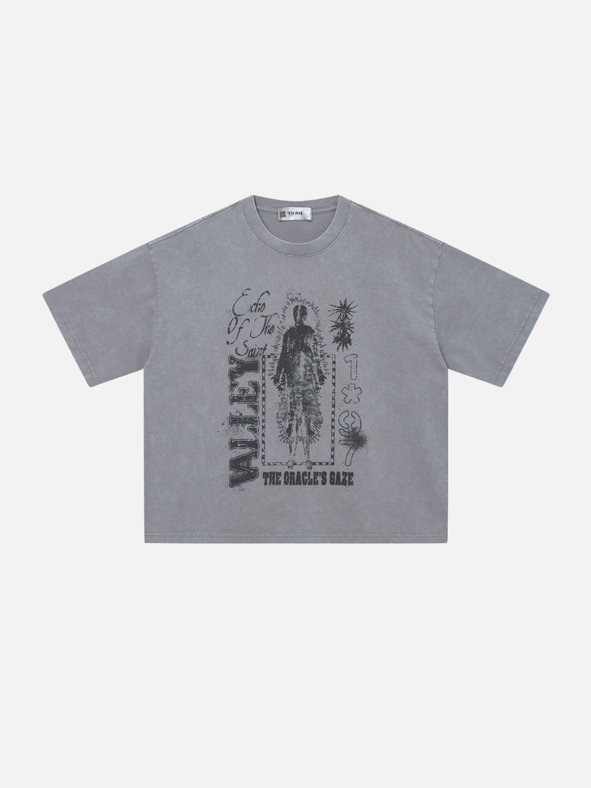 ORACLY - Boxy Fit Print T-shirt Grey | Teenwear.eu