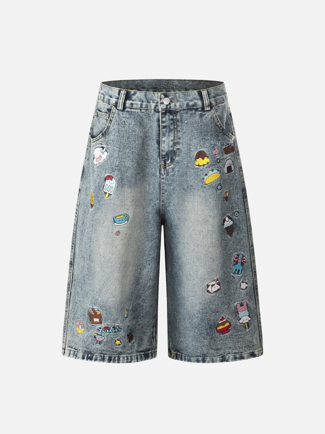 CHILISH - Baggy Denim Embroidered Jorts | Teenwear.eu