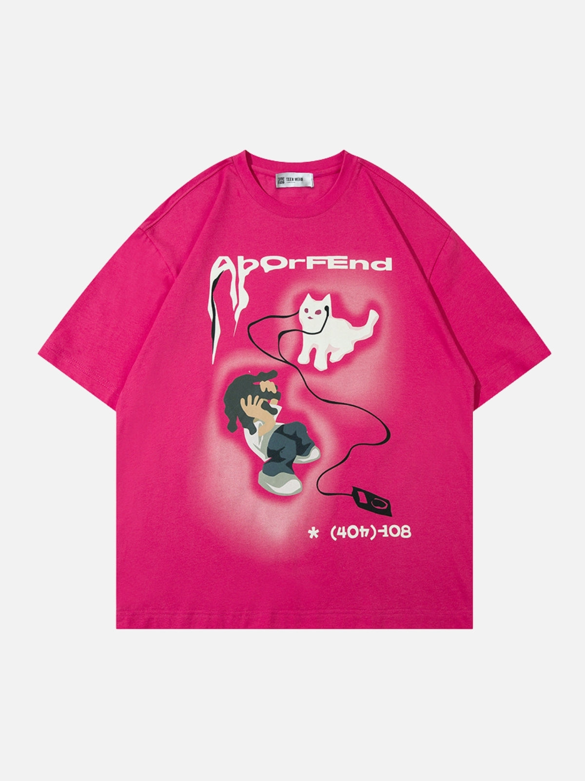 PHONECAT - Oversized Print T-shirt Pink | TEENWEAR.EU