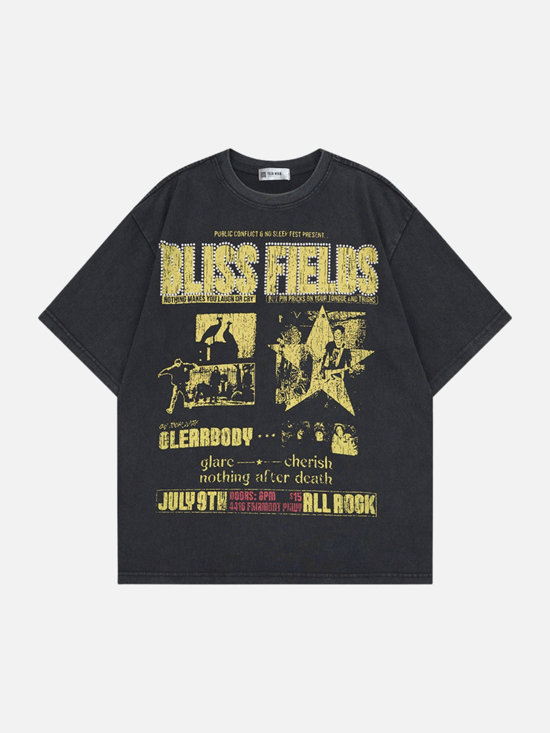 BLISSY - Oversized Graphic T-Shirt Grey | Teenwear.eu