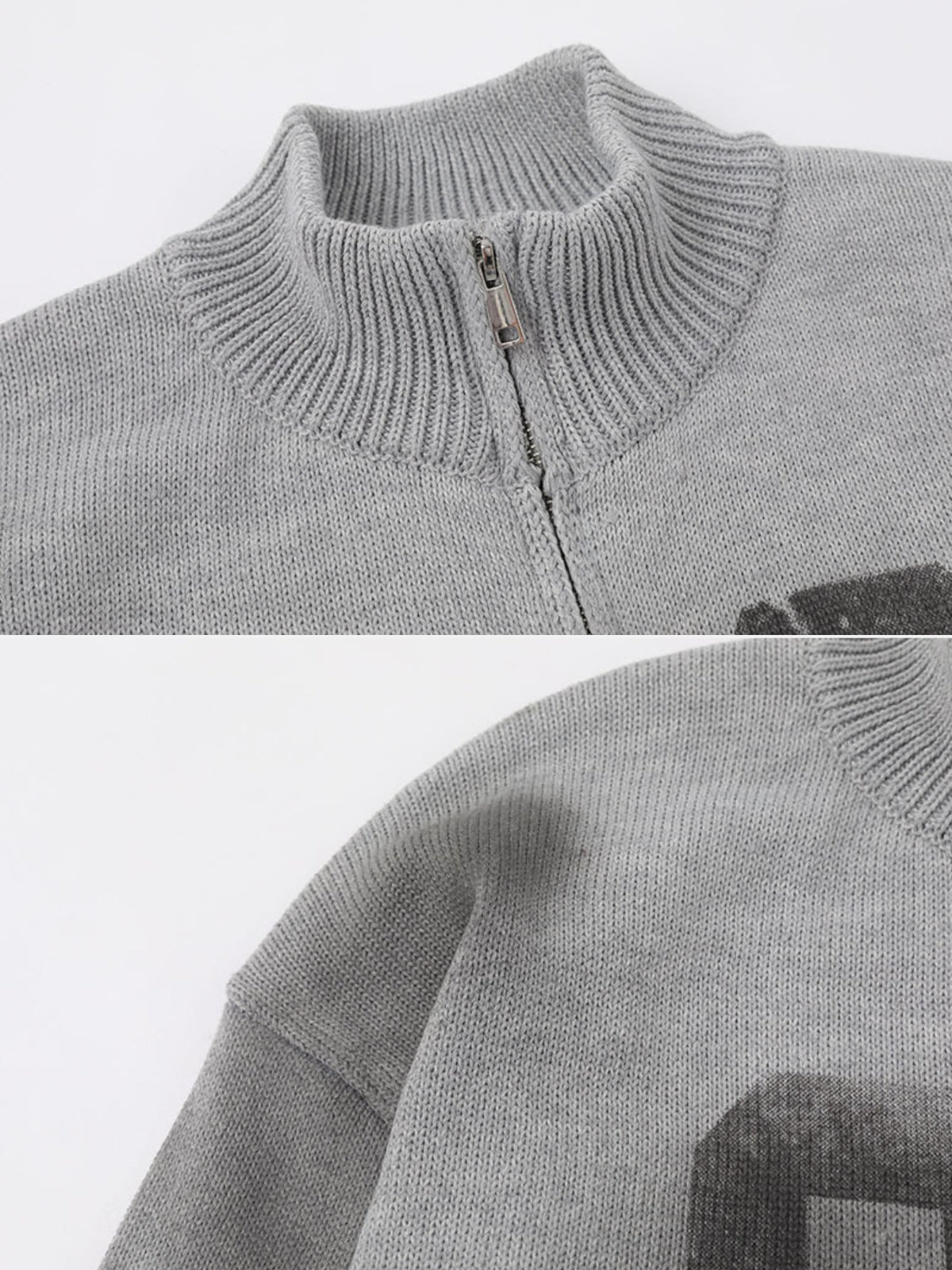 VARSIX – Oversized Print Zip Up Hoodie Sweater