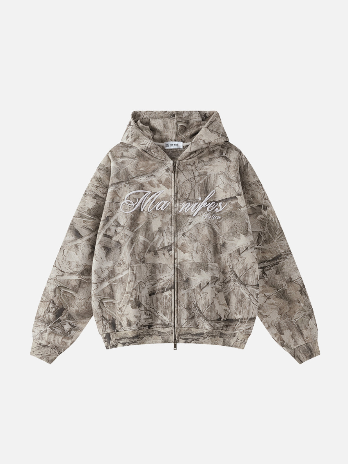 MANIFEX - Oversized Camo Printed Zip Up Hoodie Camo | Teenwear.eu