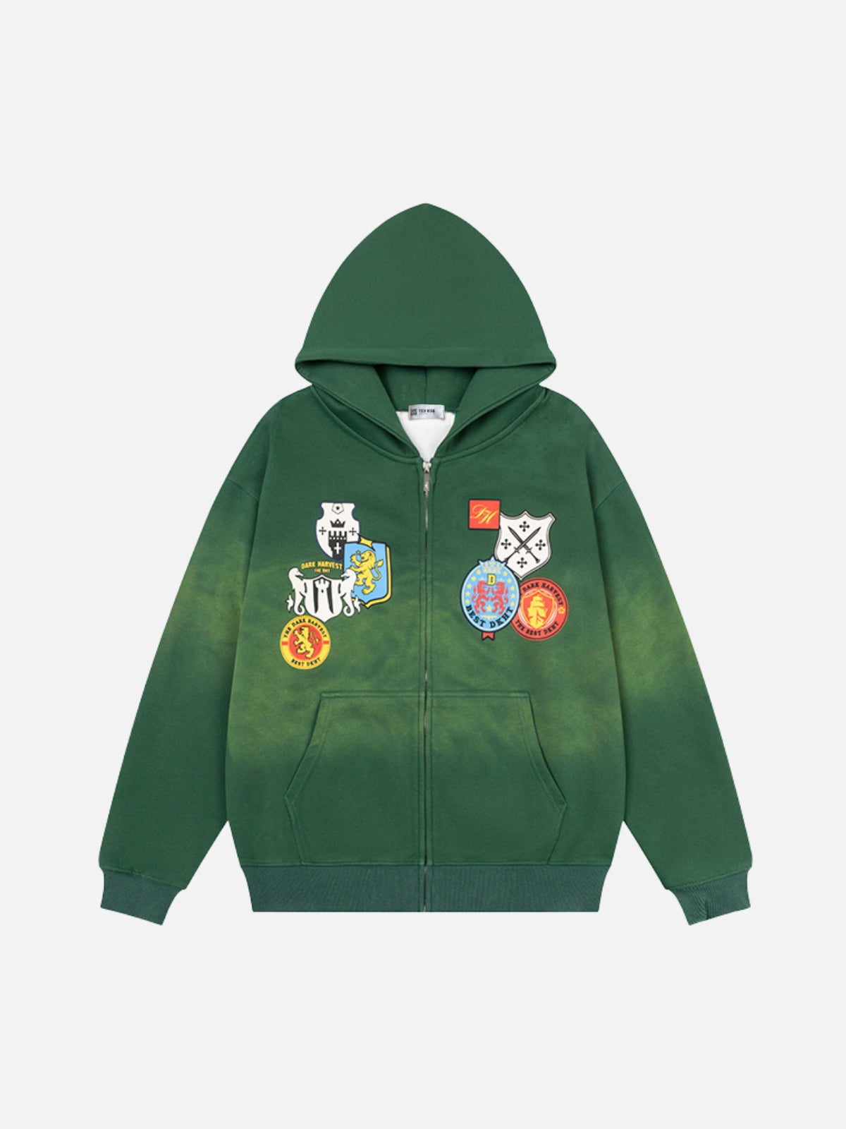 SHIELDY - Oversized Embroidered Zip Up Hoodie