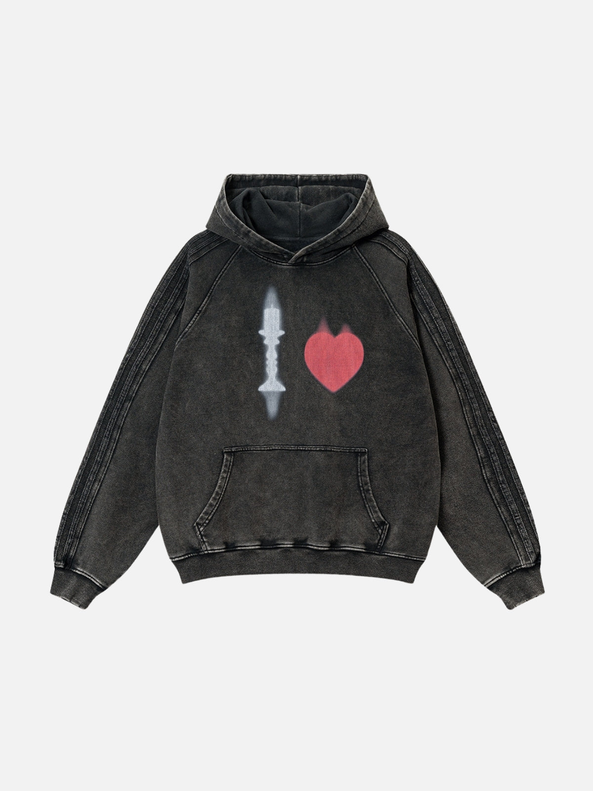 SWORD - Oversized Graphic Hoodie Washed Black | TEENWEAR.EU