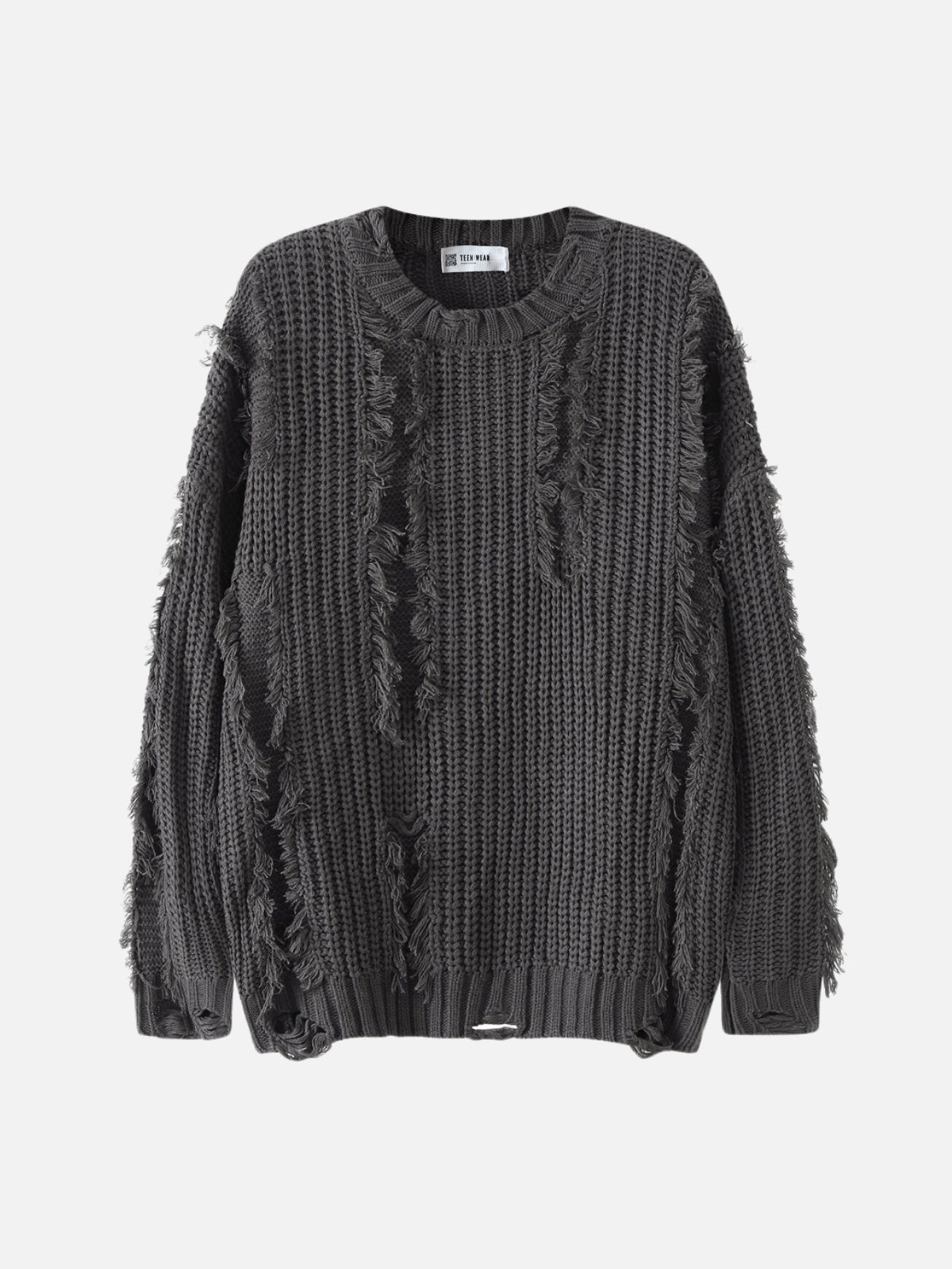 NITES - Oversized Embroidered Sweater Grey | TEENWEAR.EU