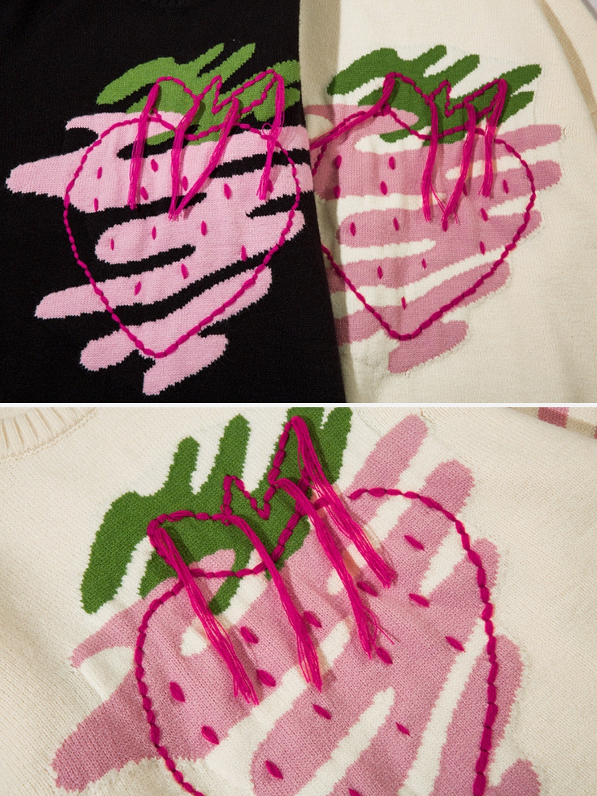 STRAWBERRY - Oversized Embroidered Sweater | TEENWEAR.EU