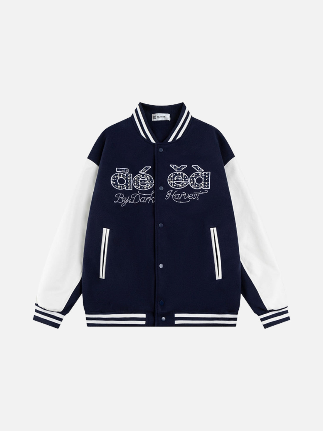 DARKO - Varsity Embroidered Graphic Jacket Blue | Teenwear.eu