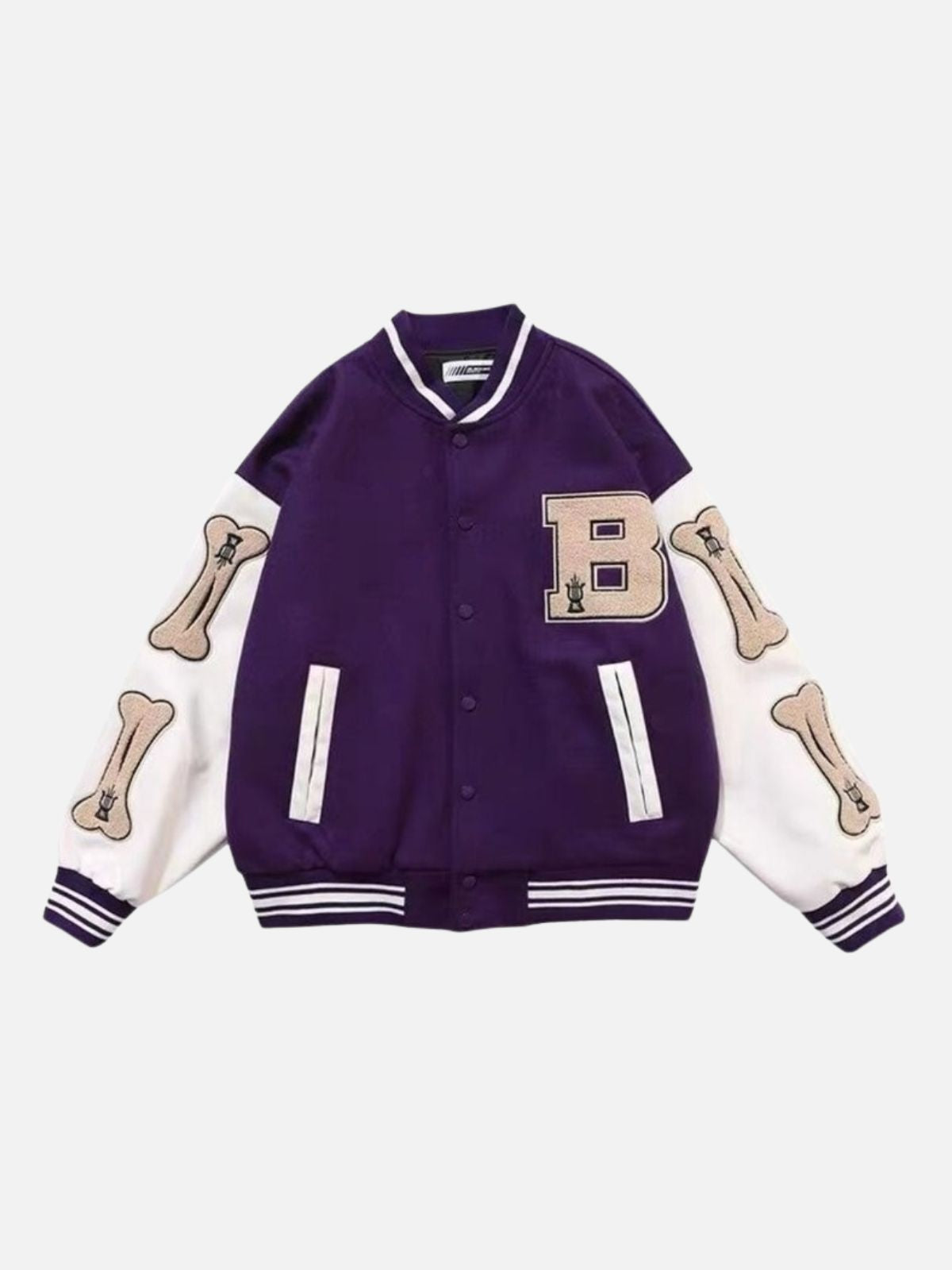 BONES - Embroidered Varsity Jacket Purpe | TEENWEAR.EU