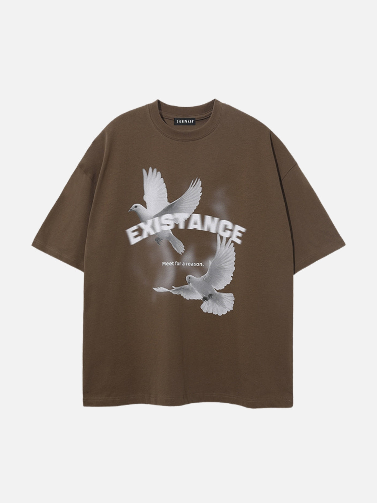 EXISTANCE - Oversized Print T-Shirt Brown | Teenwear.eu