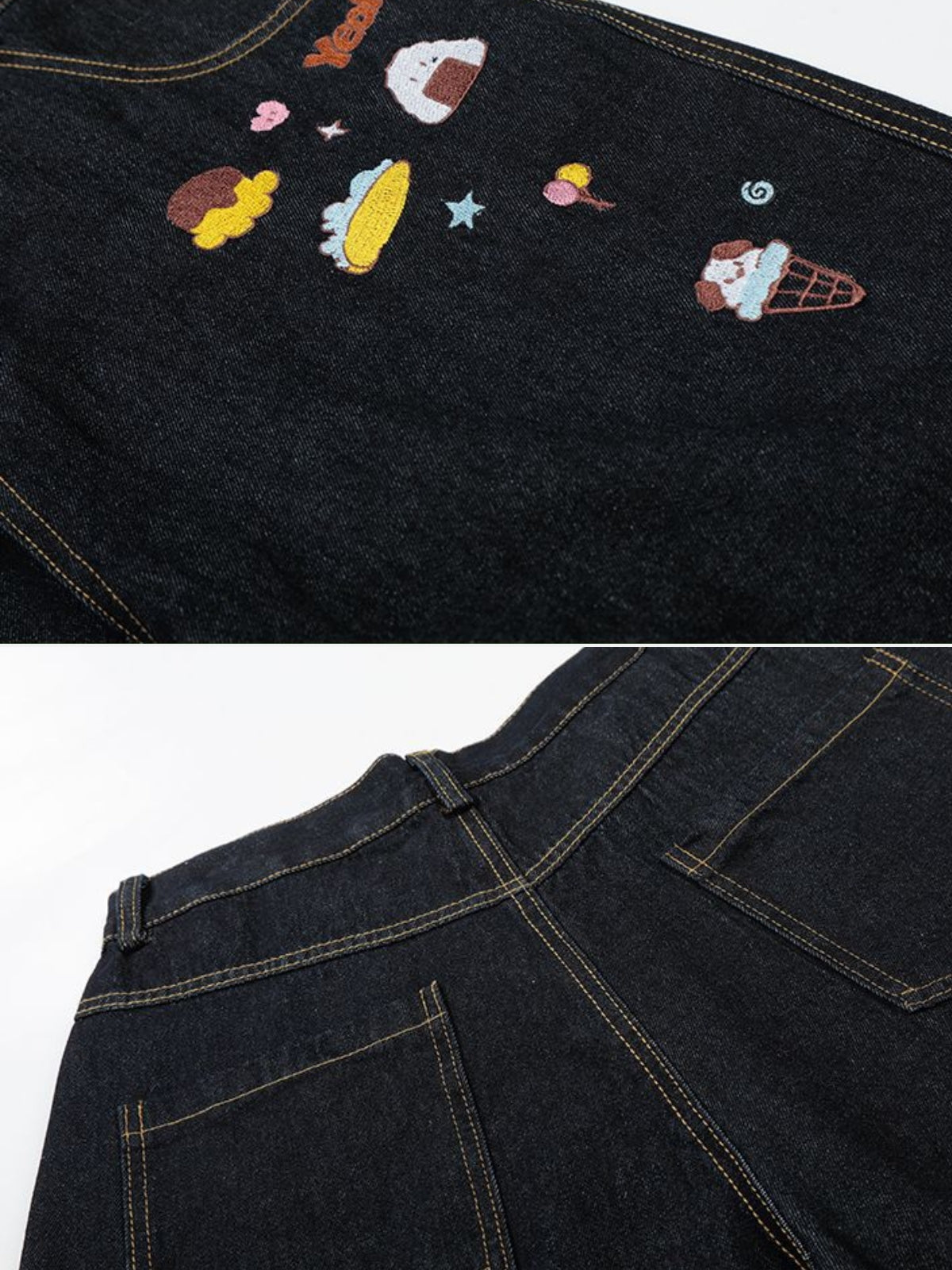 CHILISH - Baggy Denim Embroidered Jorts | Teenwear.eu