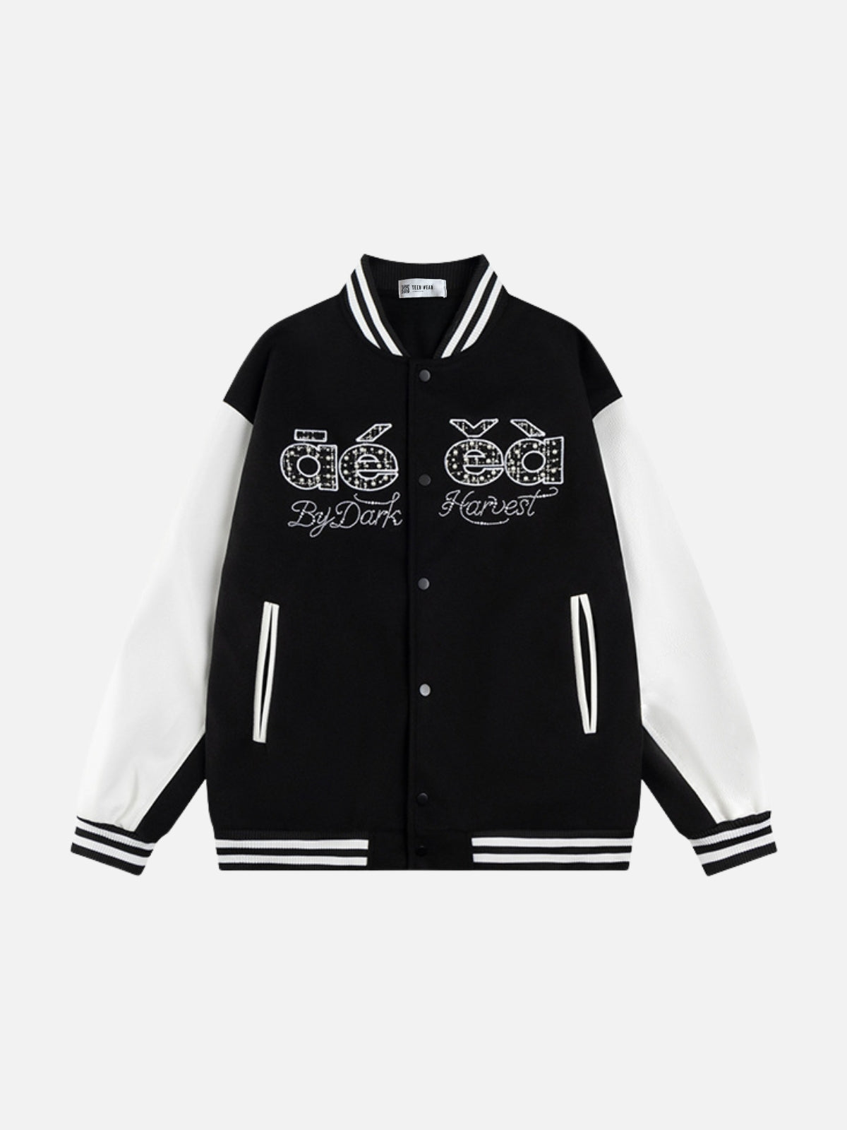 DARKO - Varsity Embroidered Graphic Jacket Black | Teenwear.eu