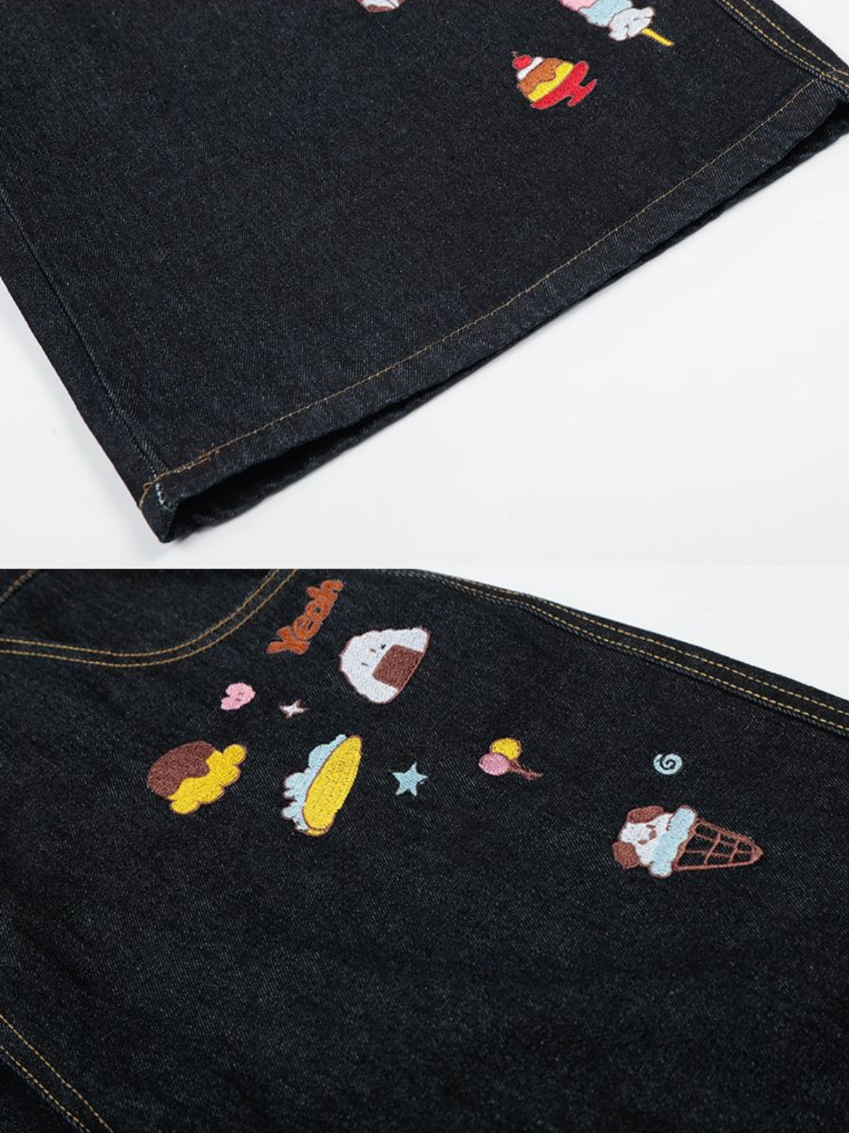 CHILISH - Baggy Denim Embroidered Jorts | Teenwear.eu