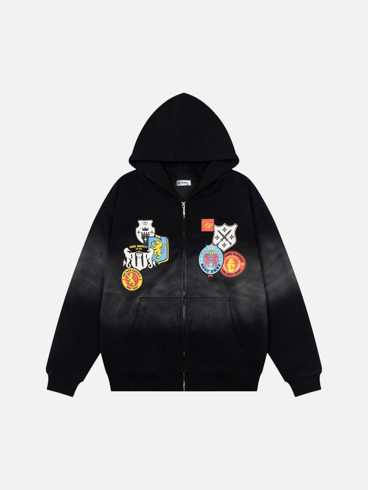 SHIELDY - Oversized Embroidered Zip Up Hoodie