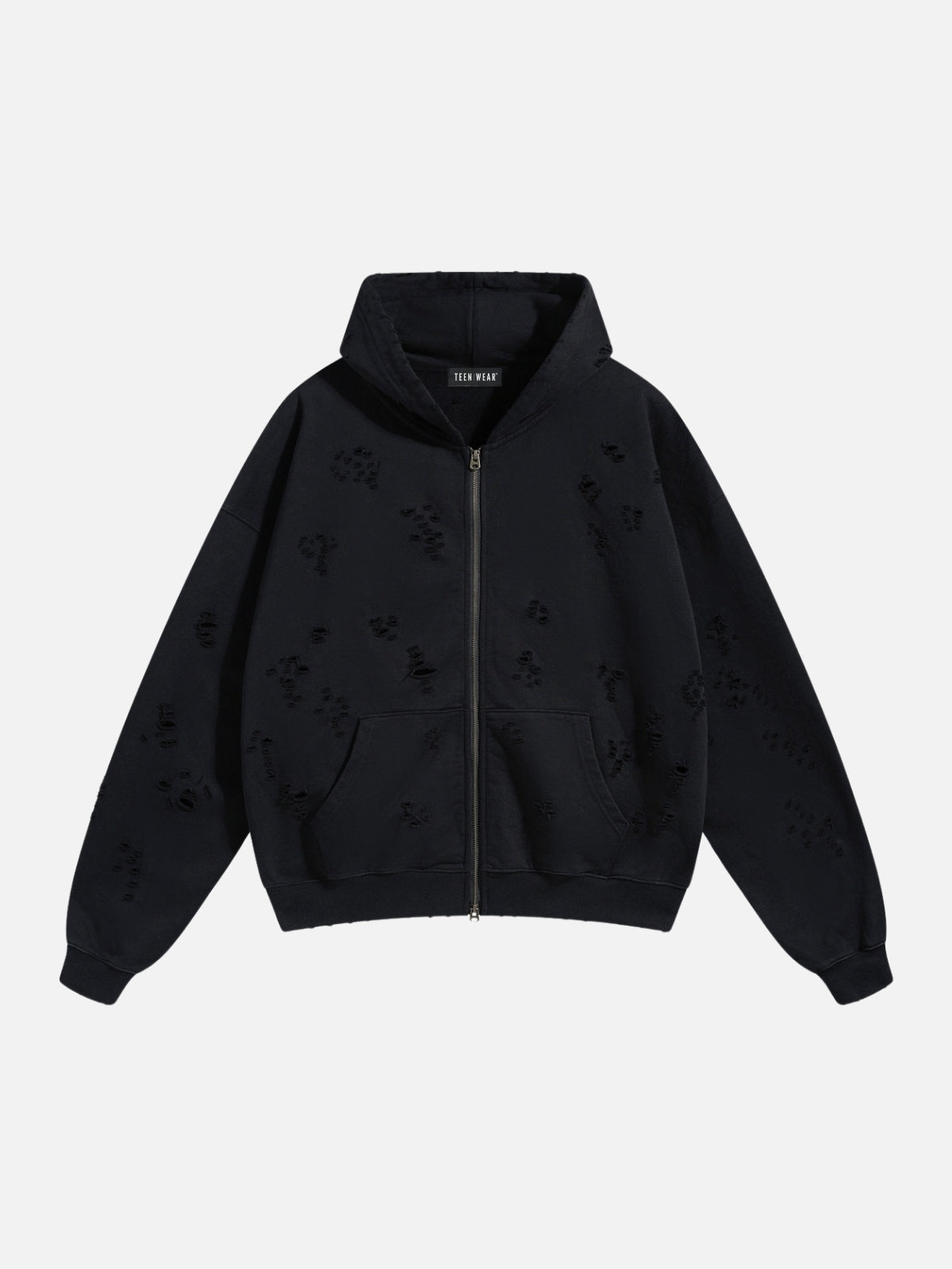 HOLIES - Oversized Basic Zip Up Hoodie Black | TEENWEAR.EU