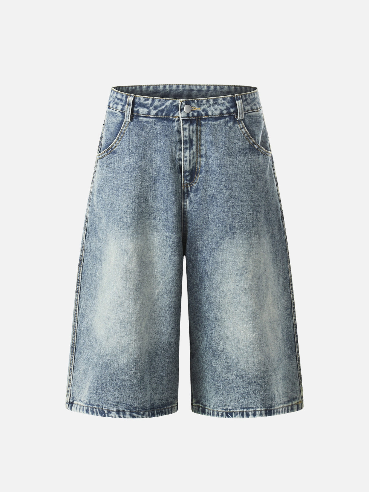 BOYNREN - Baggy Denim Graphic Jorts Blue | Teenwear.eu