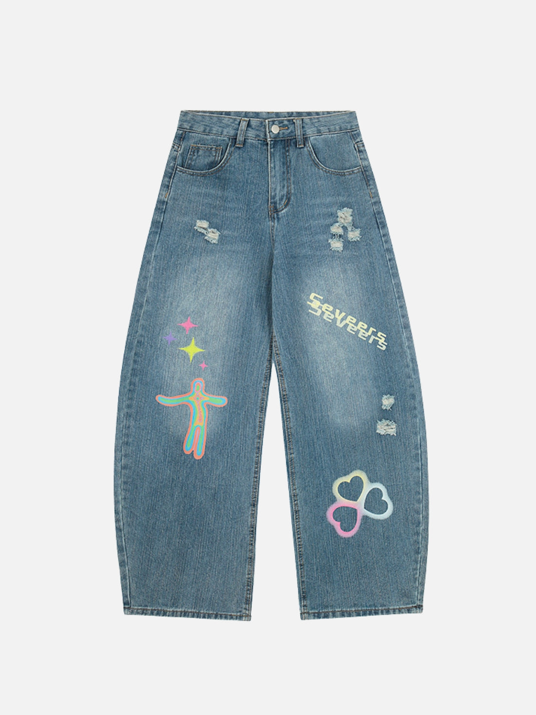VIBEY - Baggy Graphic Jeans Blue | Teenwear.eu