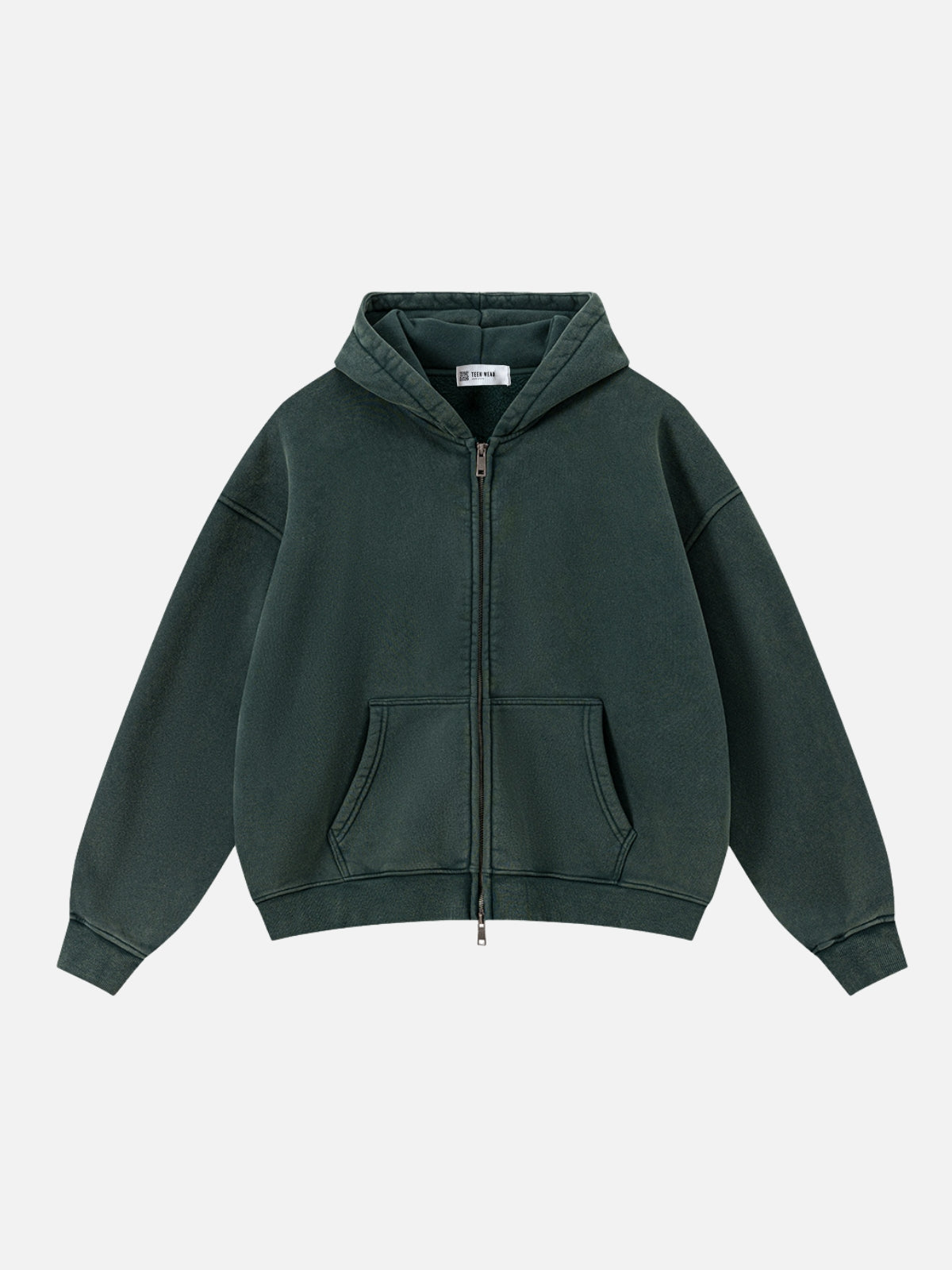 BASICOS - Oversized Basic Premium Zip Up Hoodie Green | Teenwear.eu