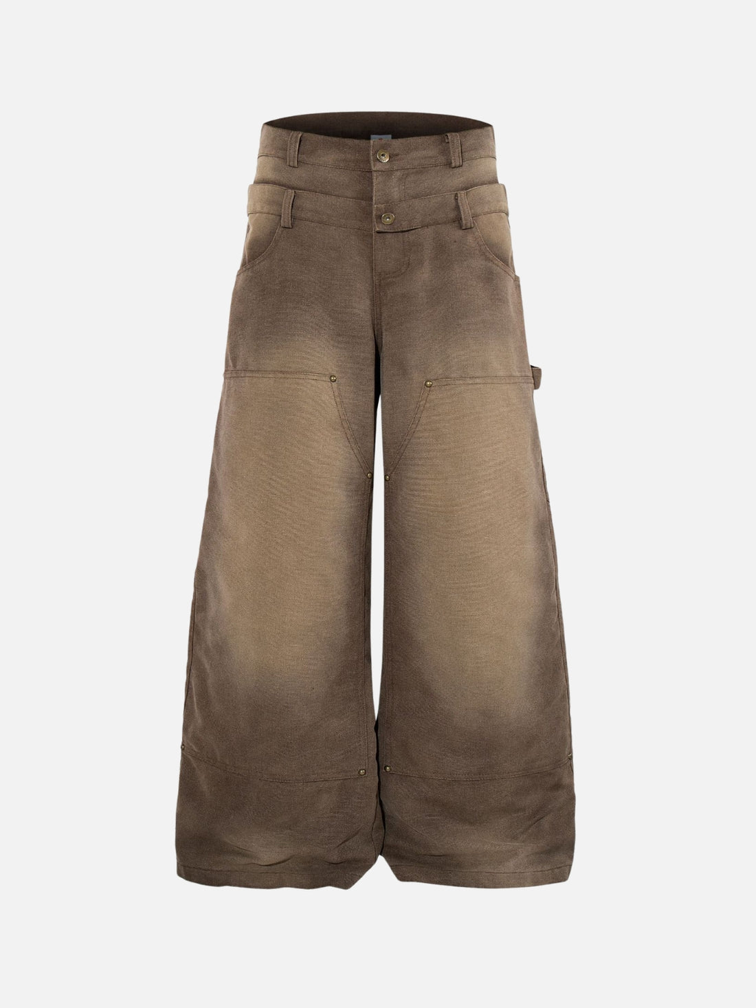 DOUBBLY - Double Patchwork Basic Baggy Jeans Brown | Teenwear.eu