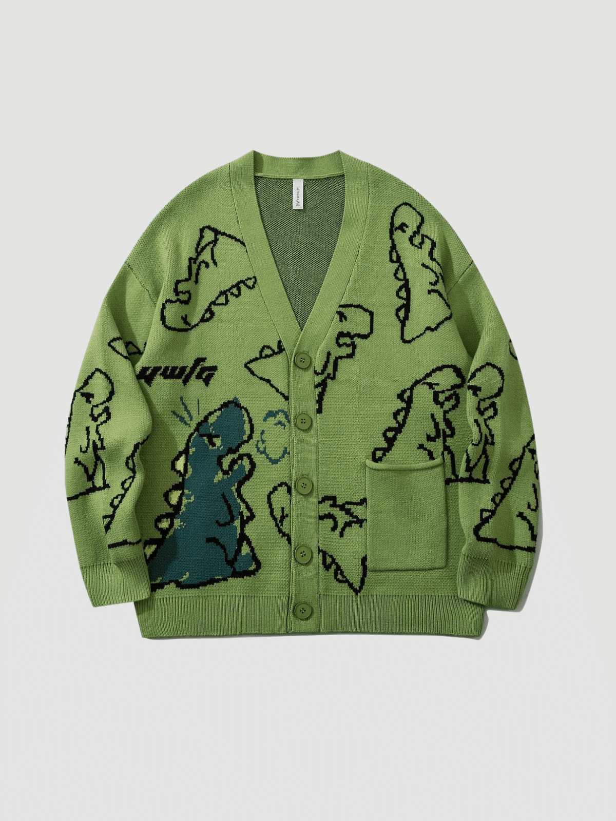 DINO - Oversized Graphic Cardigan Green | TEENWEAR.EU