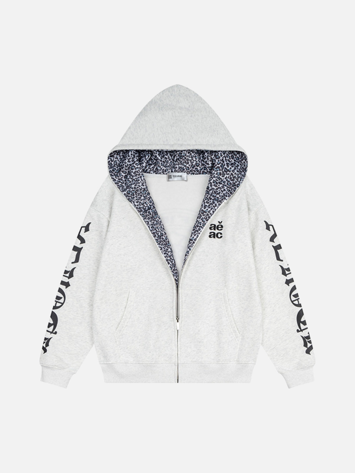 WILDER - Oversized Leopard Zip Up Hoodie