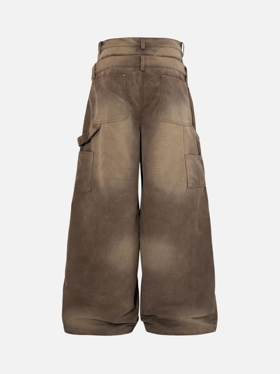 DOUBBLY - Double Patchwork Basic Baggy Jeans Brown | Teenwear.eu