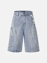 TORNZ - Baggy Denim Embroidered Jorts