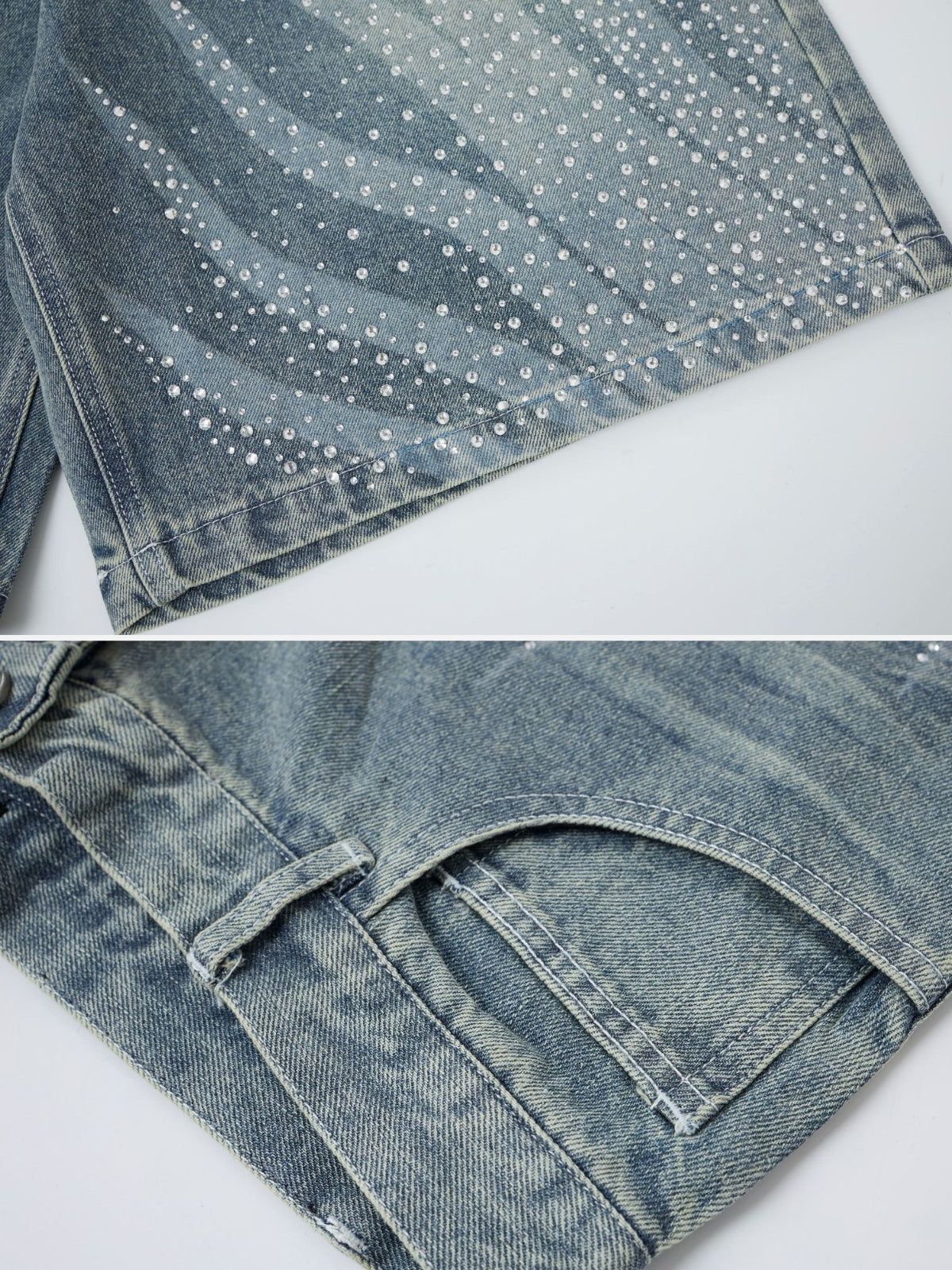 FLAMY - Baggy Rhinestone Denim Shorts | Teenwear.eu