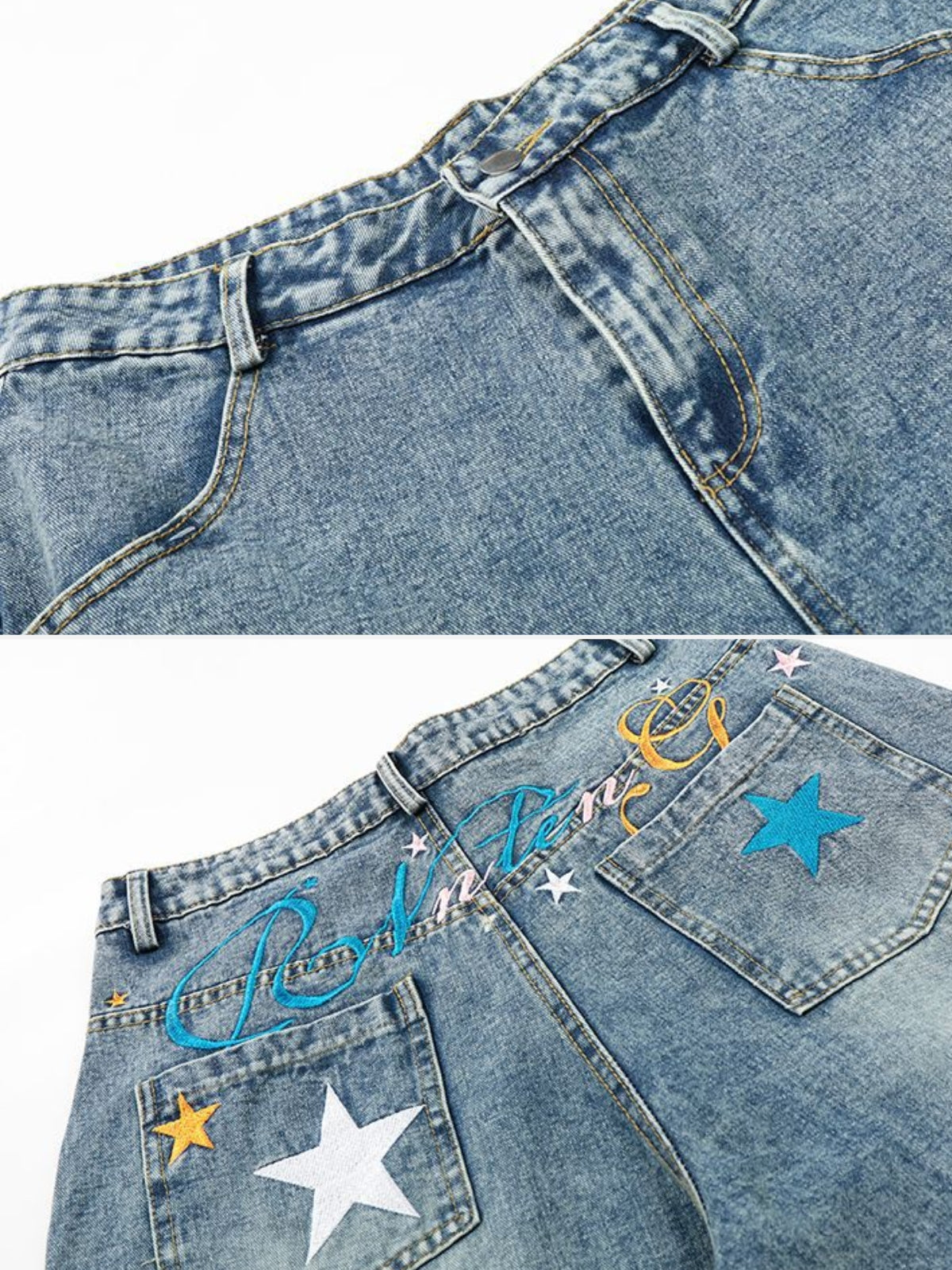 BOYNREN - Baggy Denim Graphic Jorts | Teenwear.eu