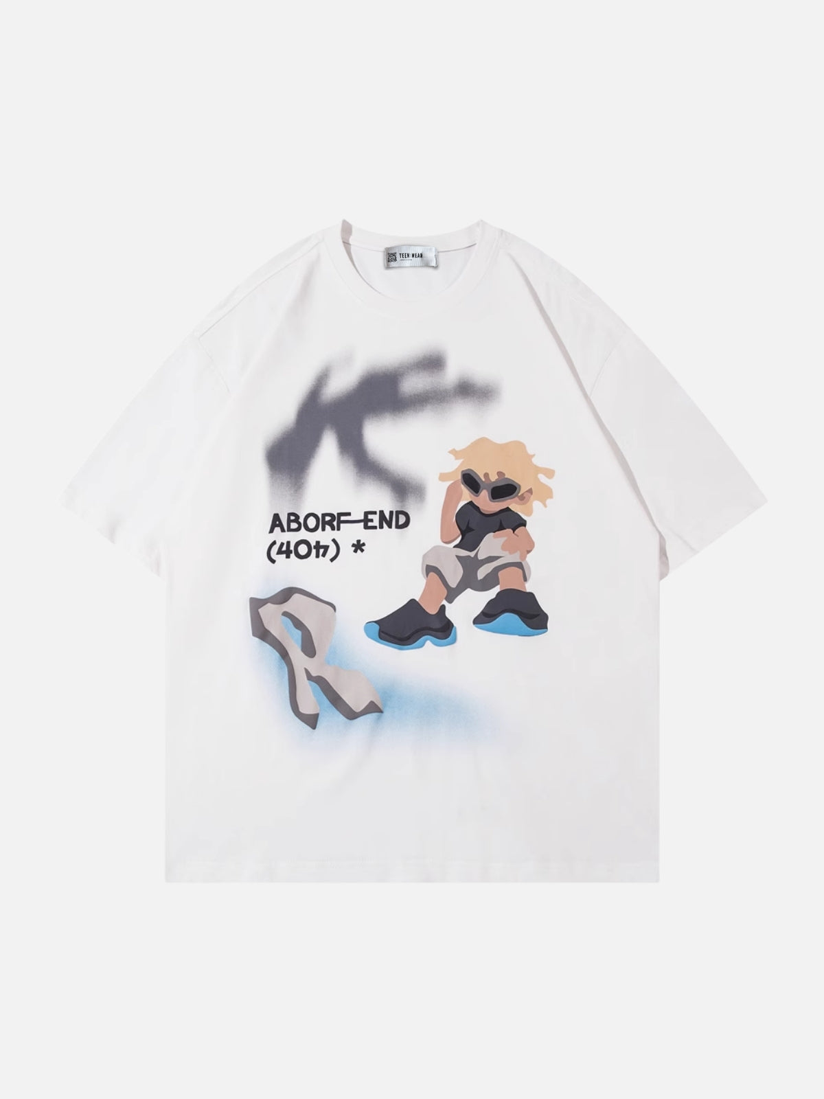 4017 - Oversized Print T-shirt White | Teenwear.eu
