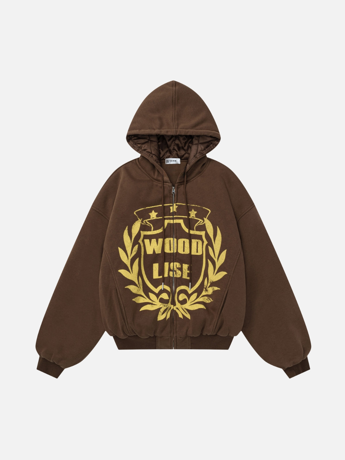 WOODLISE - Oversized Graphic Hooded Jacket Brown | Teenwear.eu