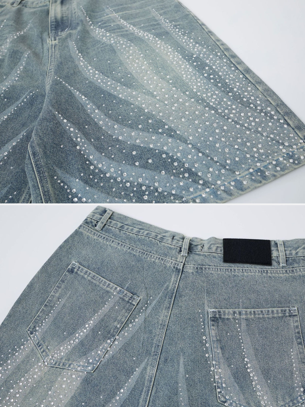 FLAMY - Baggy Rhinestone Denim Shorts | Teenwear.eu