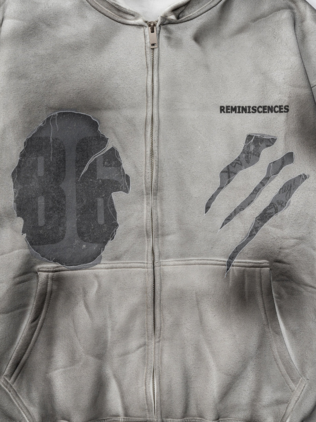 REMINI - Oversized Print Zip Up Hoodie | Teenwear.eu