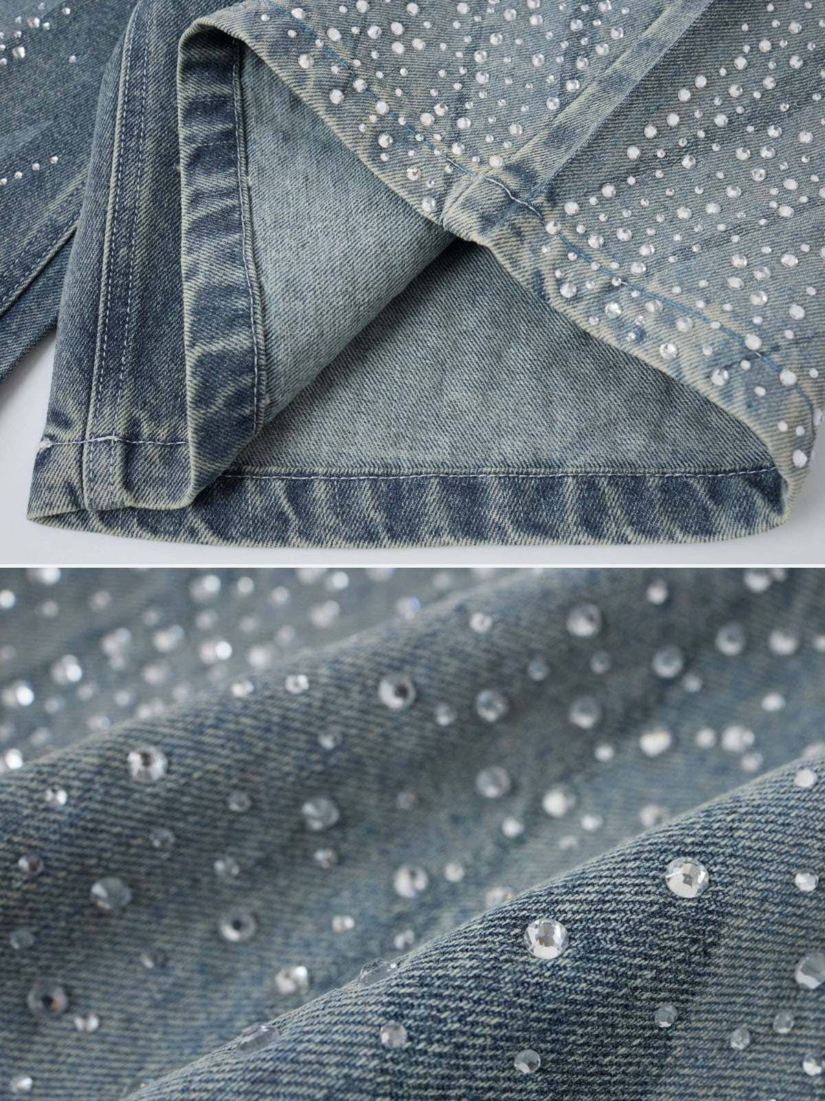 FLAMY - Baggy Rhinestone Denim Shorts | Teenwear.eu
