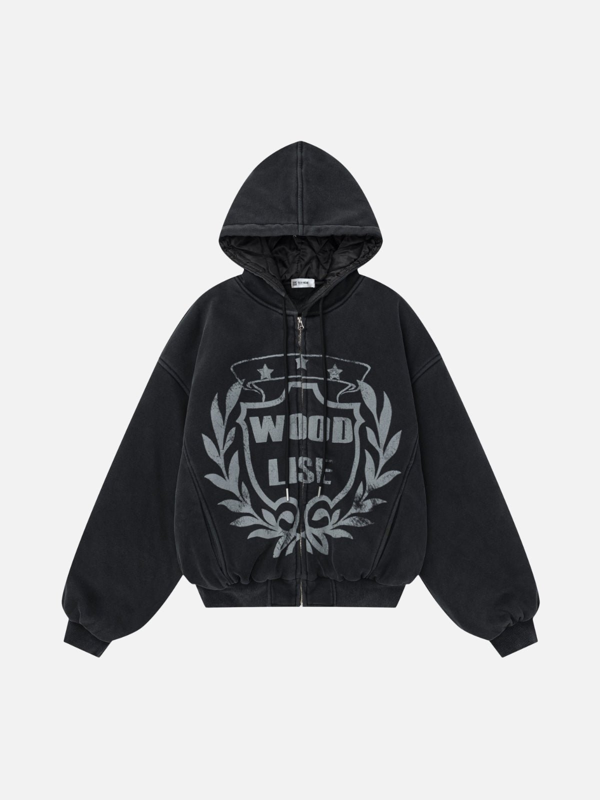 WOODLISE - Oversized Graphic Hooded Jacket Black | Teenwear.eu