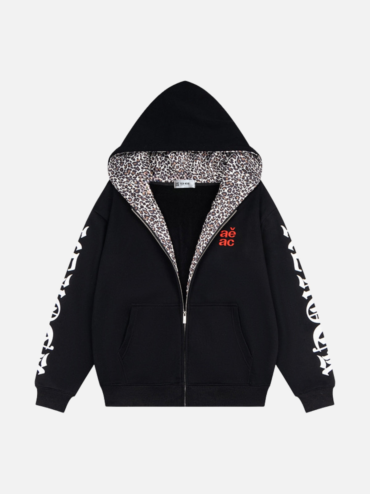 WILDER - Oversized Leopard Zip Up Hoodie