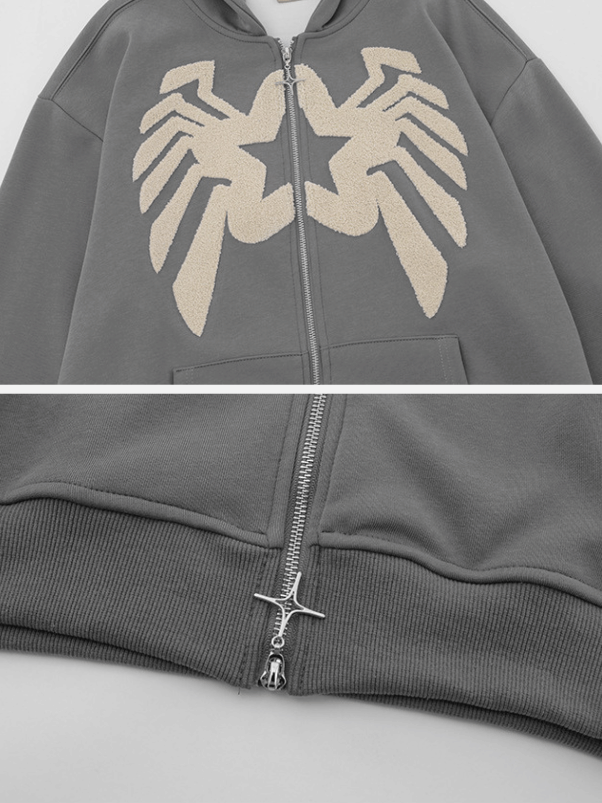 SPIDER UP - Embroidered Zip Up Hoodie | TEENWEAR.EU