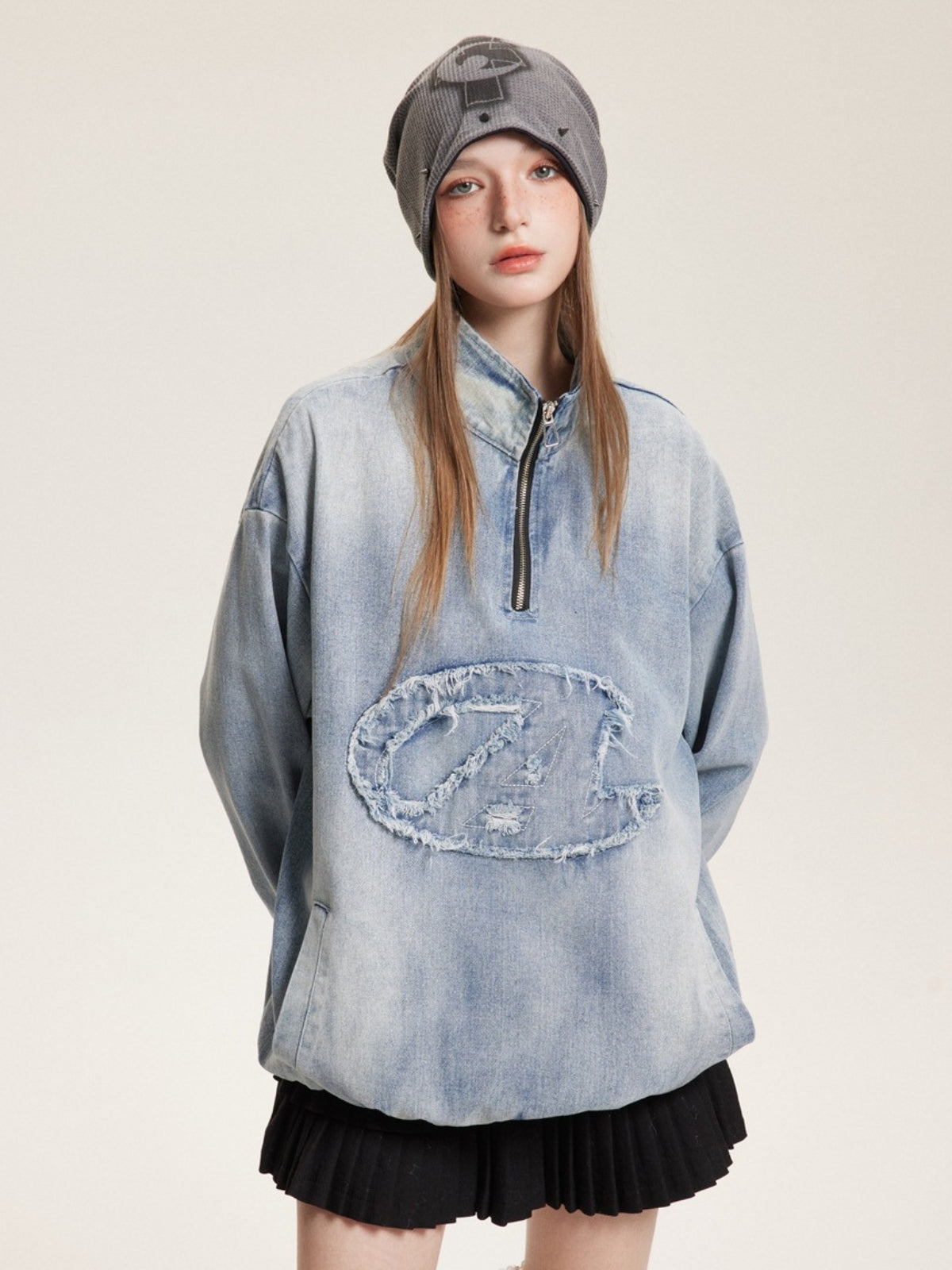 ELAN - Oversized Denim Embroidered Jacket | TEENWEAR.EU