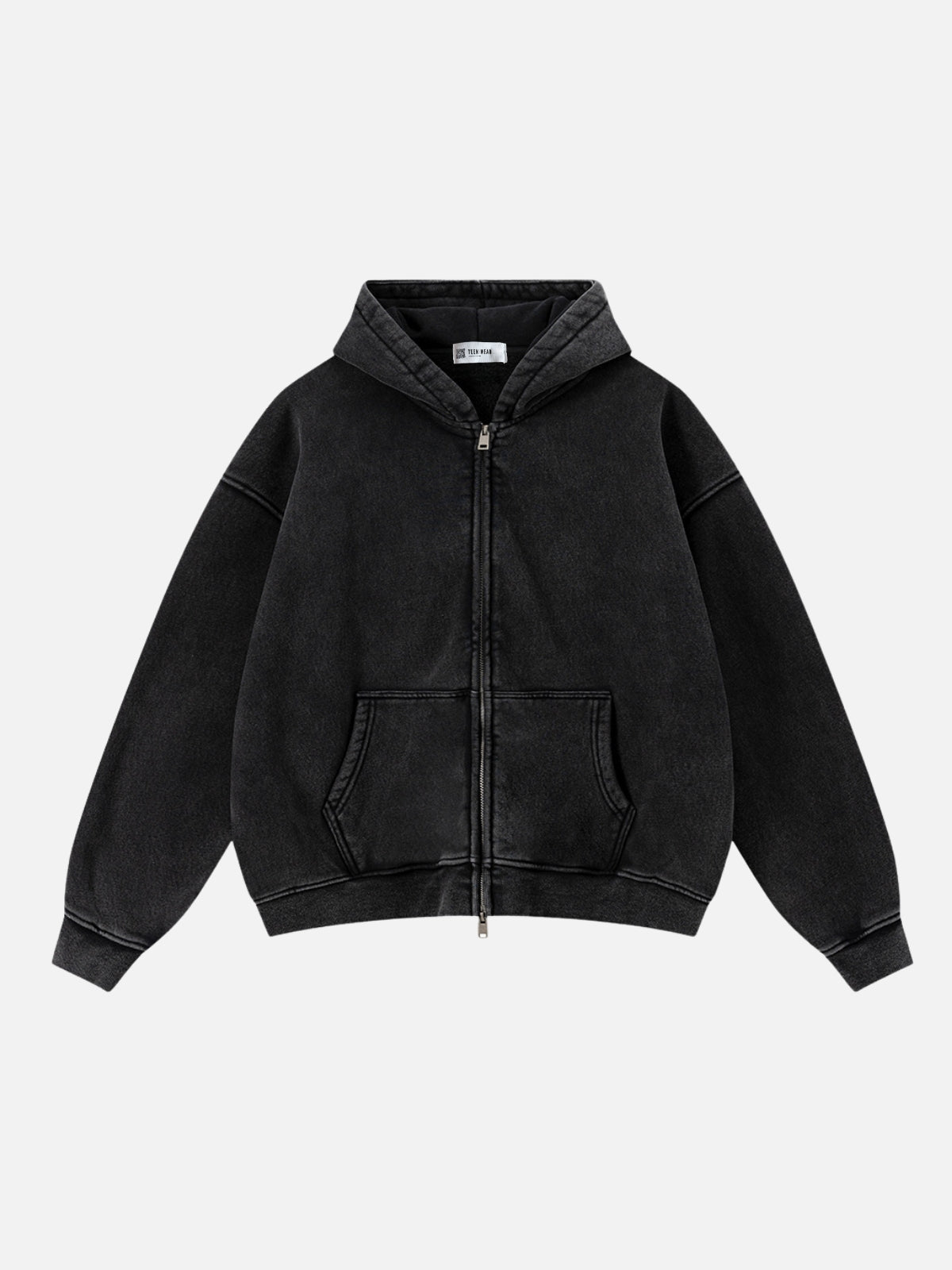 BASICOS - Oversized Basic Premium Zip Up Hoodie Black | Teenwear.eu