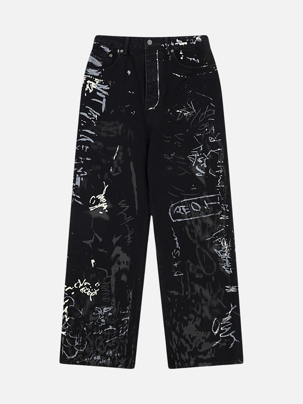 RENOH - Baggy Graphic Jeans Black | TEENWEAR.EU
