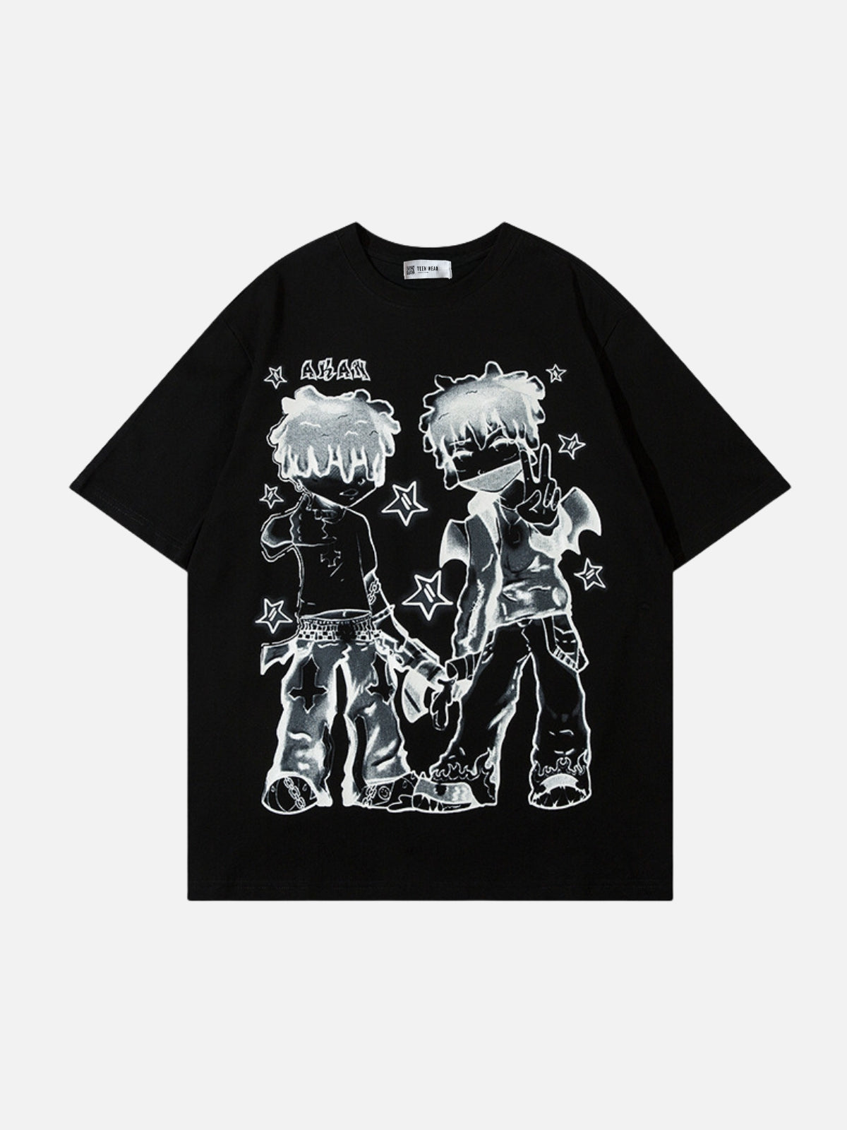 AKAN - Oversized Print T-shirt Black | TEENWEAR.EU
