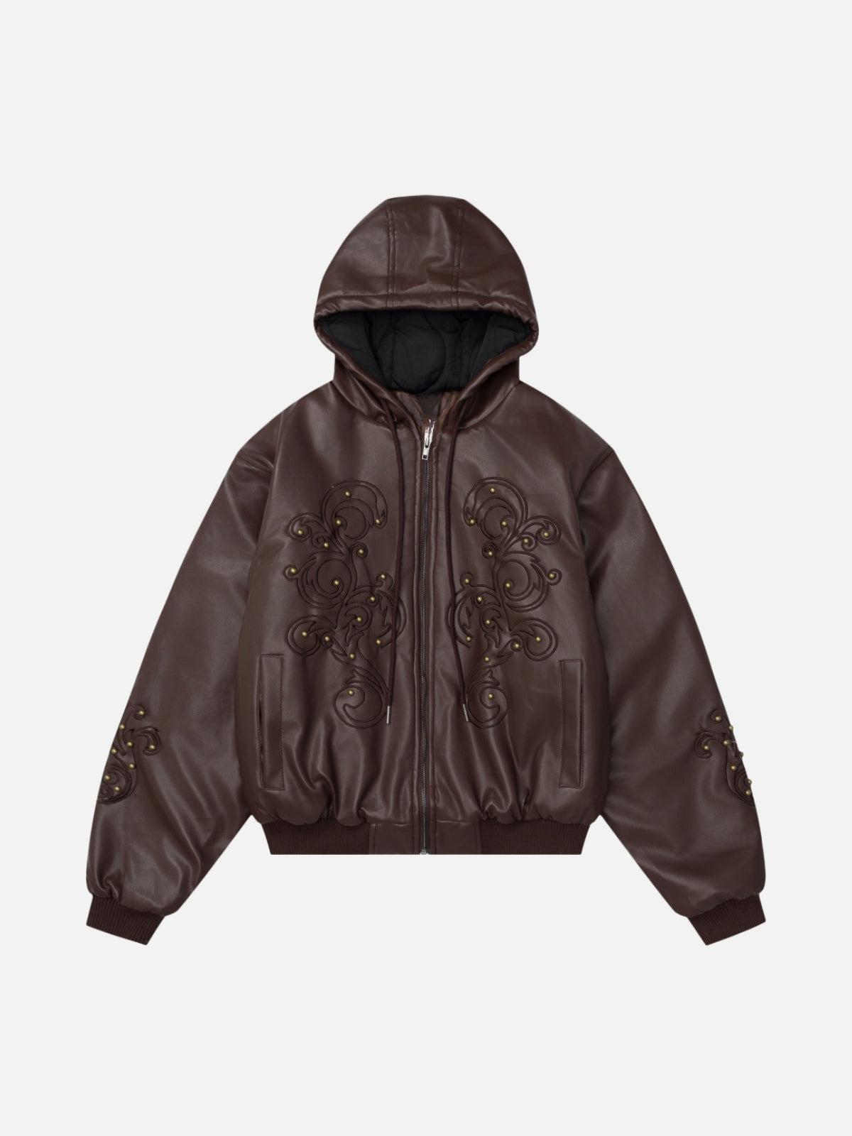 ORNIX – Embroidered Oversized Leather Jacket Brown | Teenwear.eu