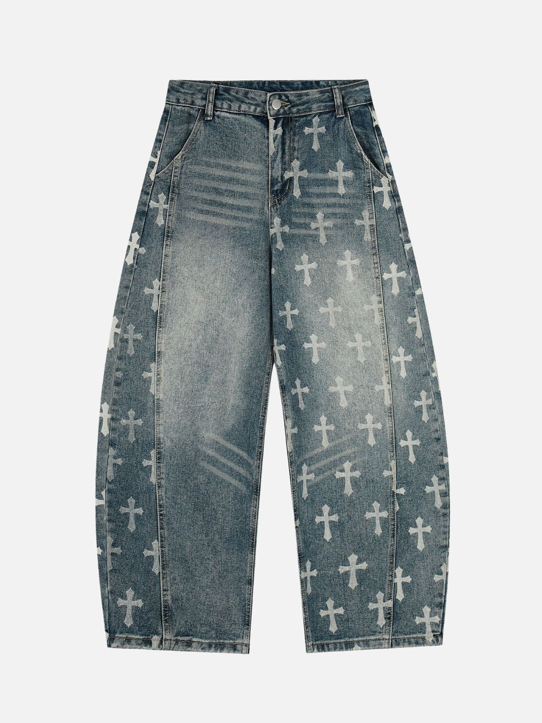 SAINTRY – Baggy Graphic Cross Print Jeans