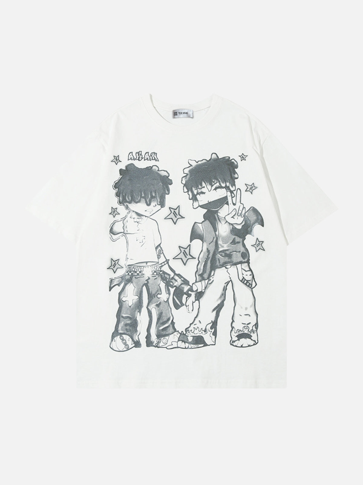AKAN - Oversized Print T-shirt White | TEENWEAR.EU