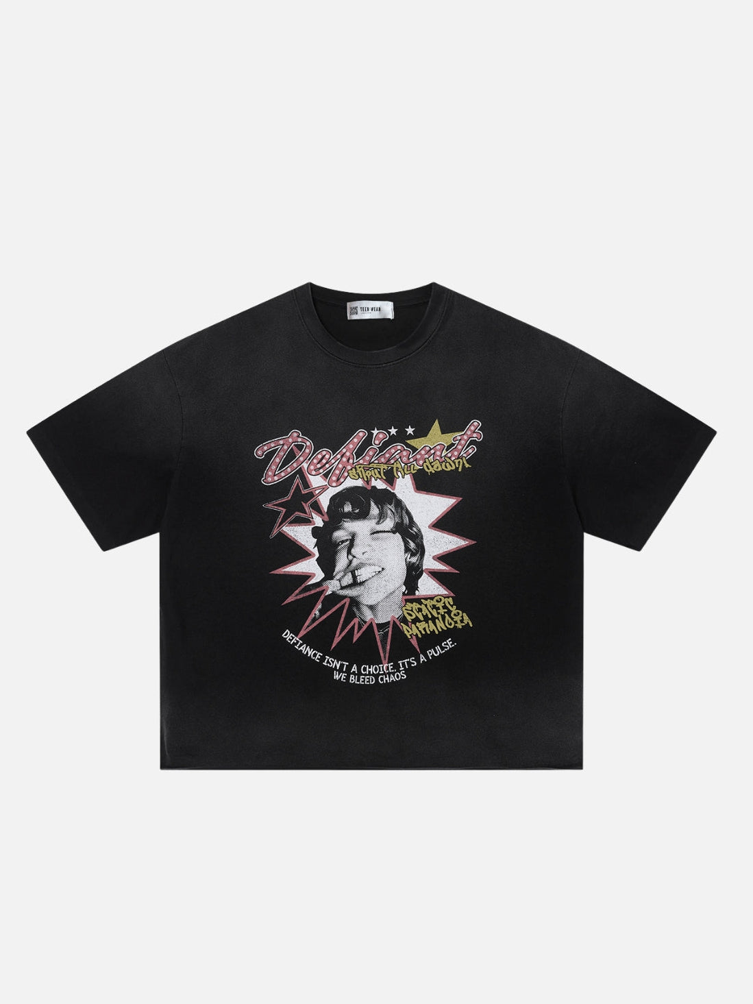 DEFIANTLY - Boxy Fit Print T-shirt Black | Teenwear.eu