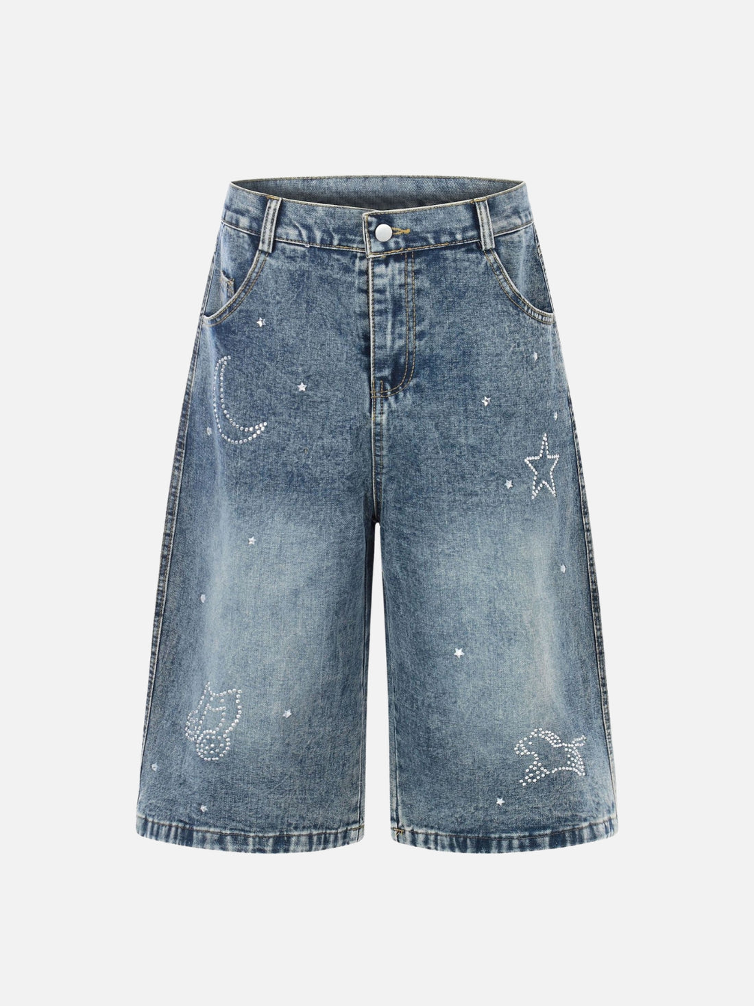 MOONY - Baggy Graphic Jorts Blue | Teenwear.eu